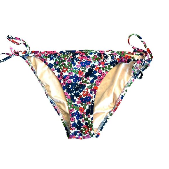 J. Crew String Bikini Bottom Size Medium Watermark Floral Multi Swimsuit Womens - Picture 1 of 4